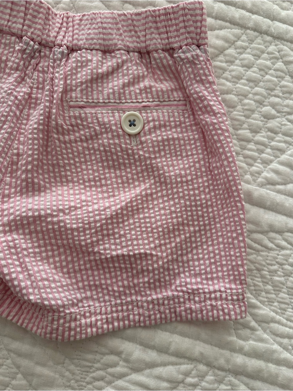 Mini Boden 7y Pink Seersucker Shorts - Picture 7 of 7